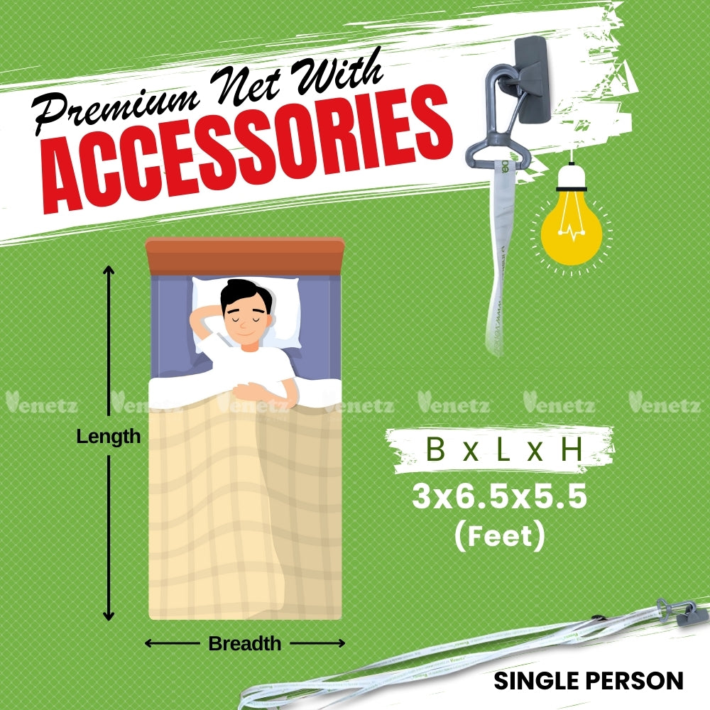 Single Person Net - 36” × 78” × 66” (B × L × H)