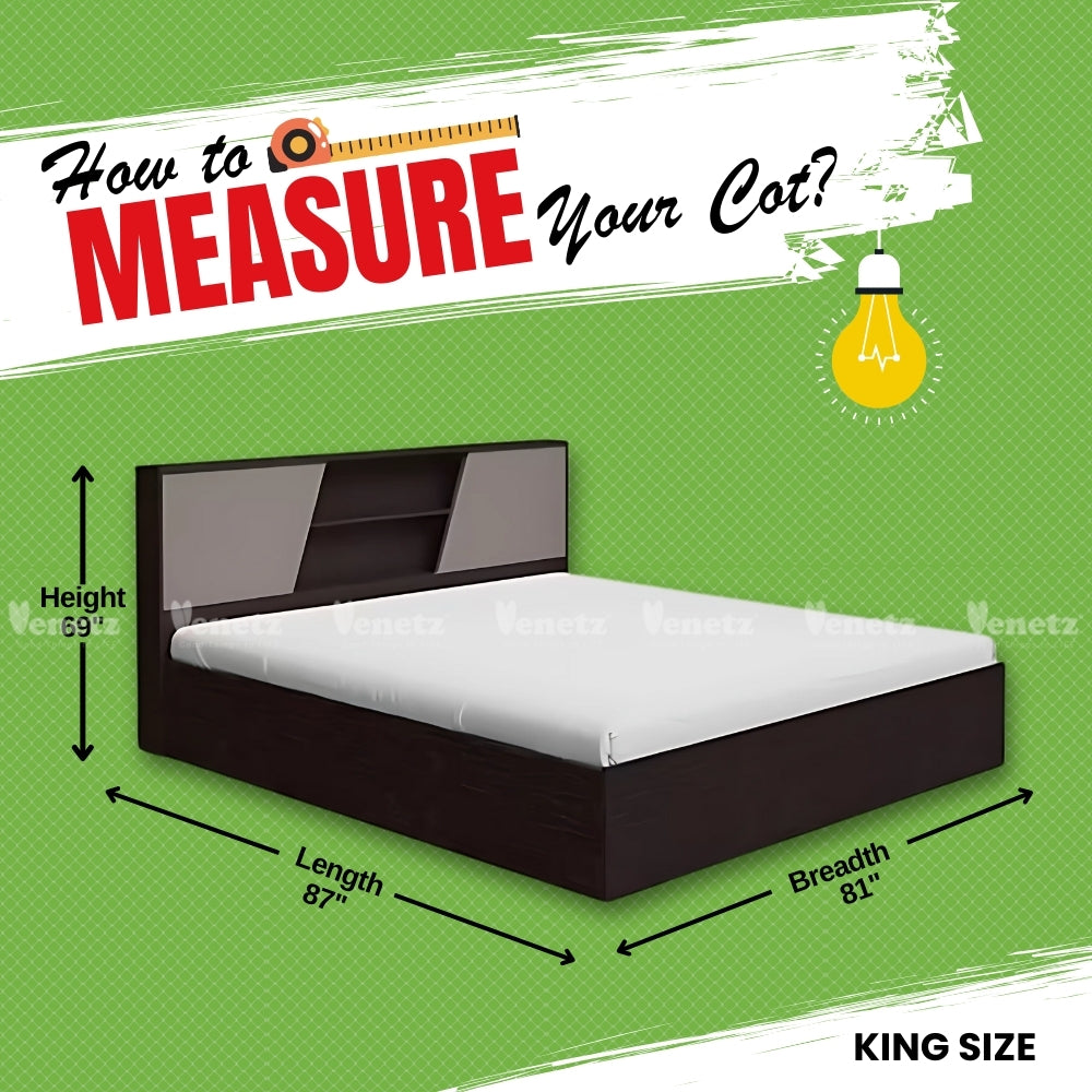 King Size Cot  81” × 87” × 69” (B × L × H)