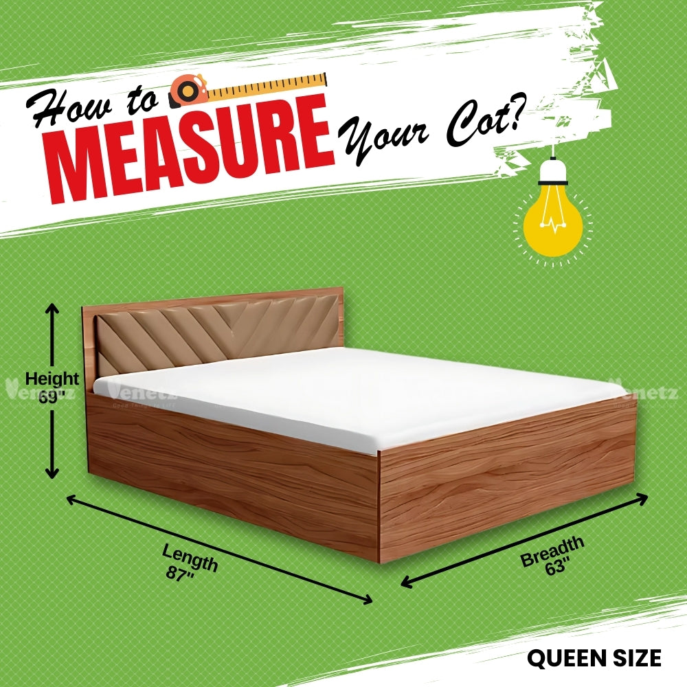 Queen Size Cot - 63” × 87” × 69” (B × L × H)