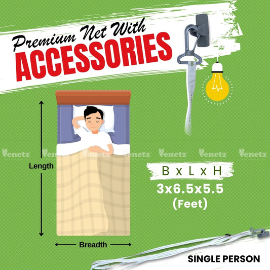 Single Person Net - 36” × 78” × 66” (B × L × H)