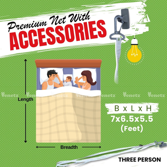 Three Person Net - 84” × 78” × 66” (B × L × H)