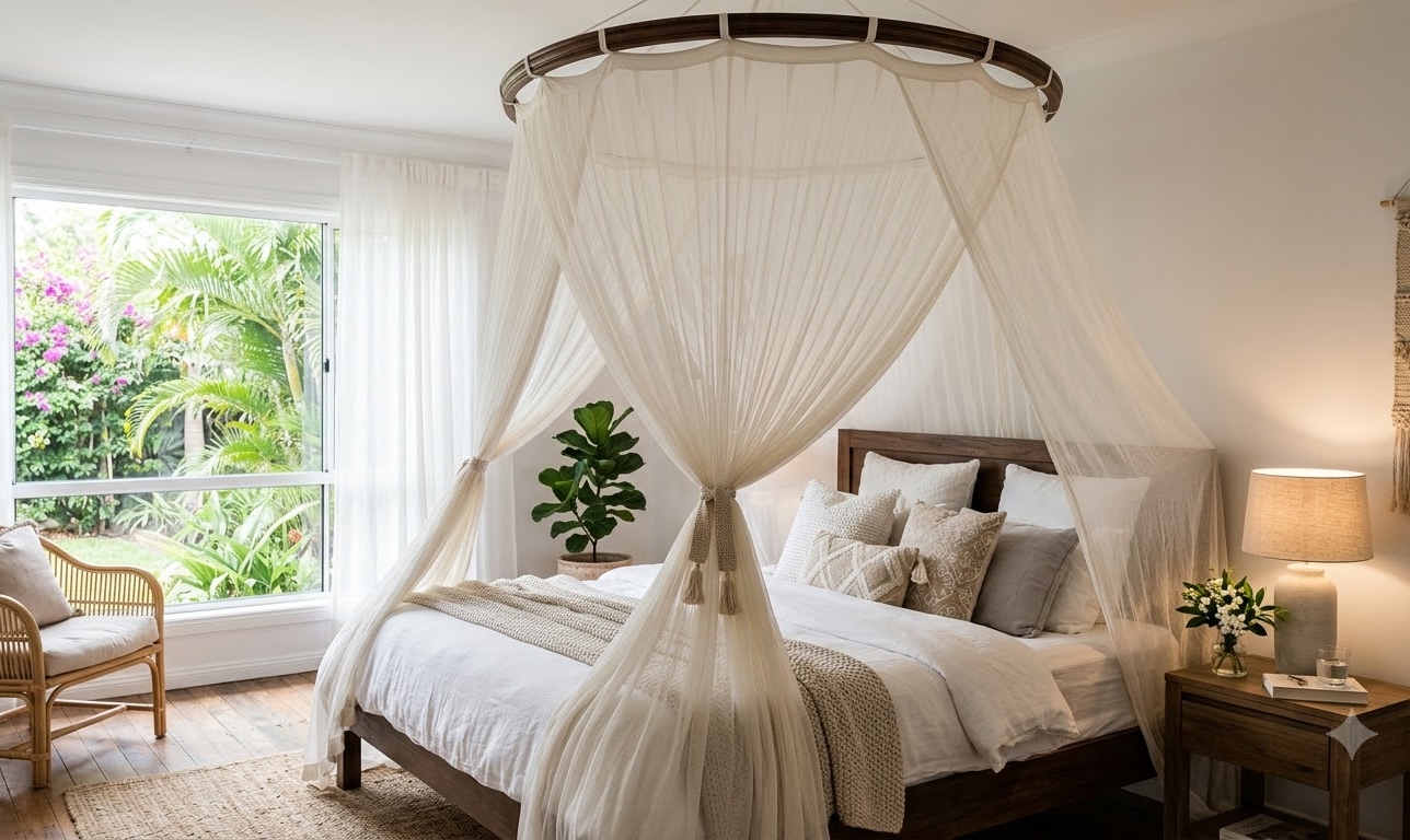 Venetz mosquito net installed in a customer bedroom, view 4